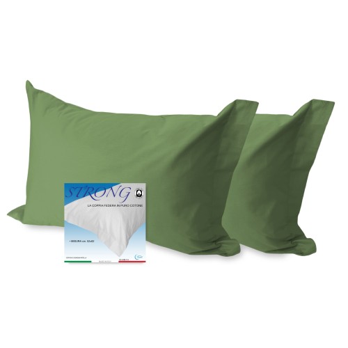 PAIRE LA TAIE DE L'OREILLER EN VERT PRAIRIE CM. 52X82