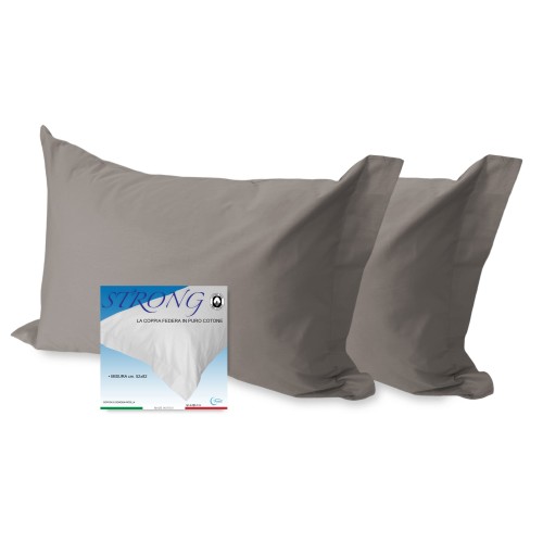 PAR de fundas de almohada para almohada STRONG color liso GRISTO PALOMA cm. 52X82
