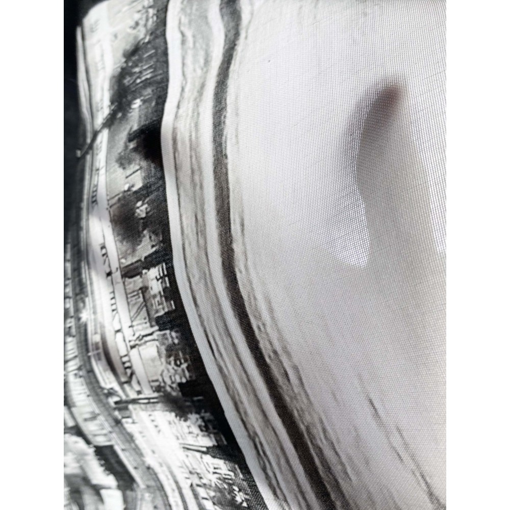 NEW YORK CURTAIN with BROOKLYN bridge cm.160X300 made MADE in ITALY linen blend