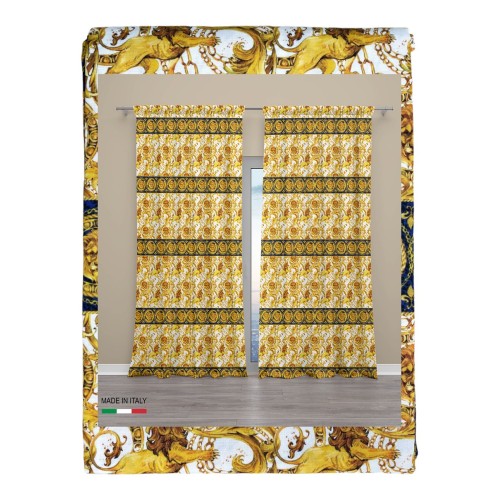 VERSUS cortina de lujo cabezas de león cm.160X300 hecha MADE en mezcla de lino ITALIA