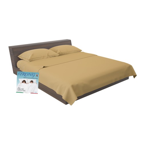 BETTLAKEN-SET STRONG SHEETS einfarbig OCRA pure COTTON Made in Italy