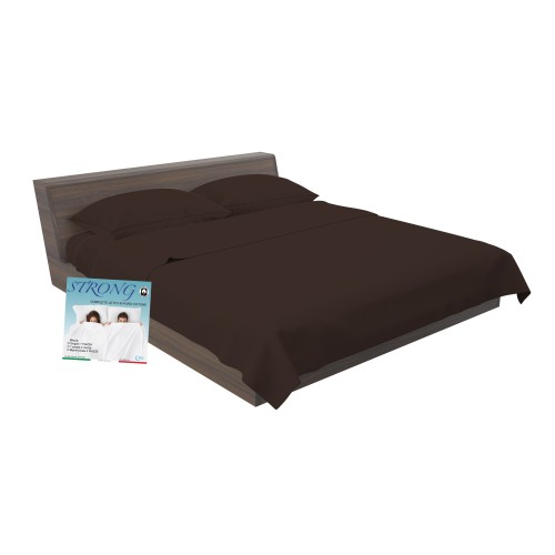 STRONG SHEETS sheet set solid color BROWN pure COTTON Made in Italy