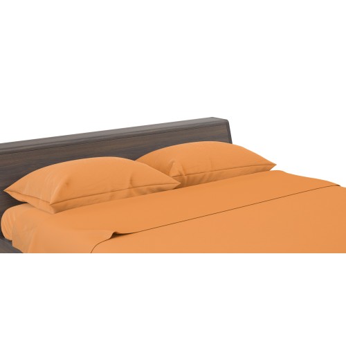 Set de Draps de Lit en Coton en couleur unie orange STRONG fabriqué en Italie