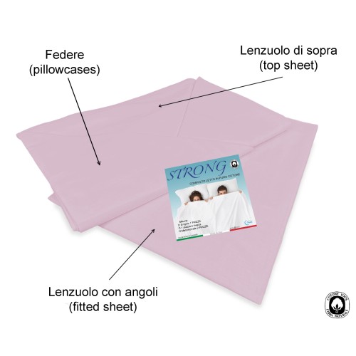 LAKEN-SET STARKE LAKEN einfarbig ROSA reine BAUMWOLLE Made in Italy