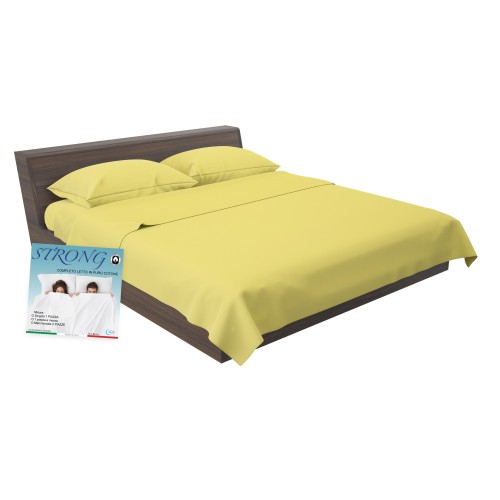 Set de Draps de Lit en Coton en couleur unie jaune STRONG fabriqué en Italie