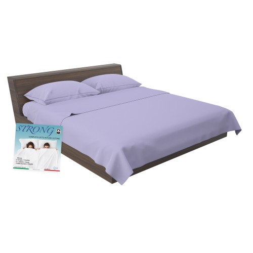 Set de Draps de Lit en Coton en couleur unie lilas STRONG fabriqué en Italie