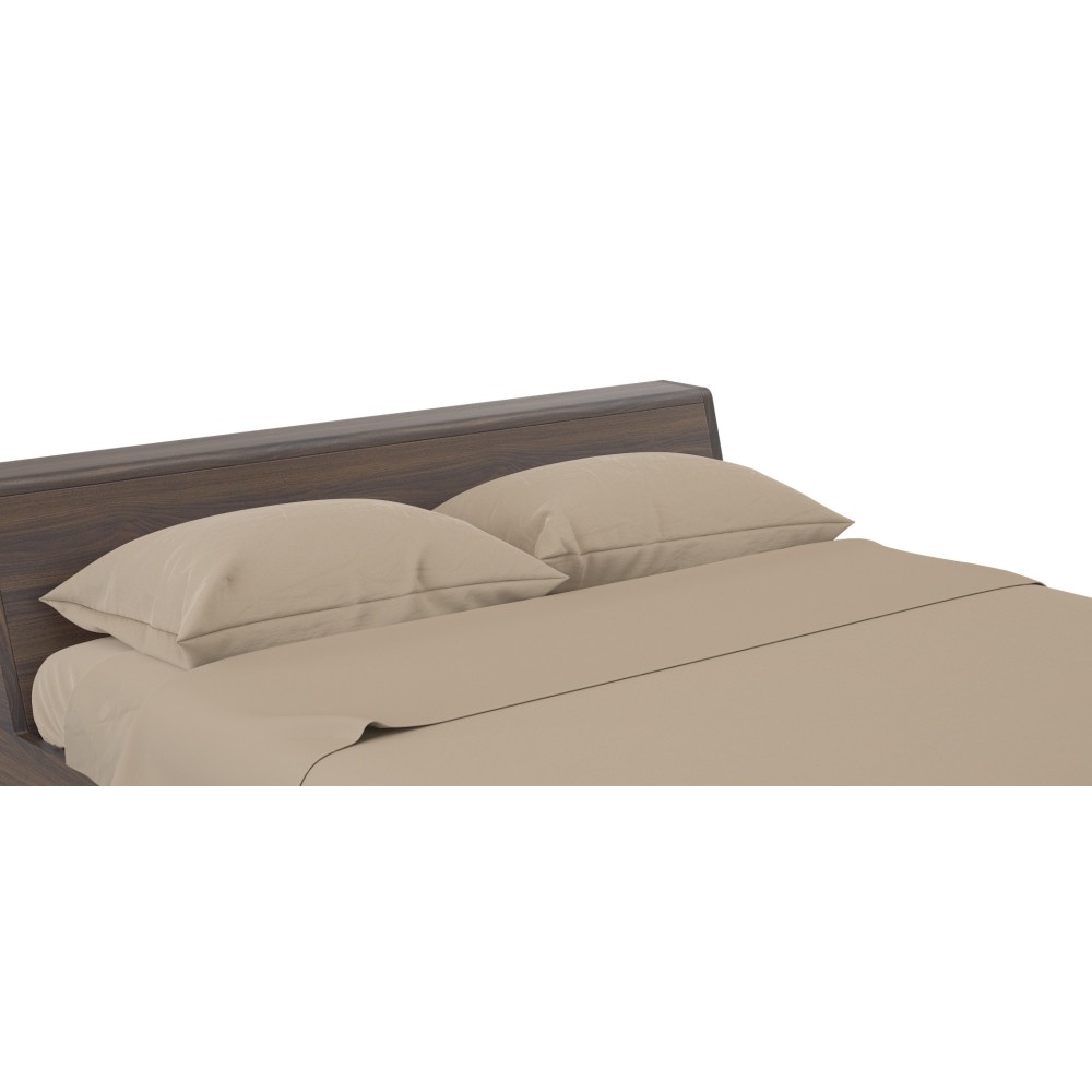 Set de Draps de Lit en Coton en couleur unie noisette STRONG fabriqué en Italie