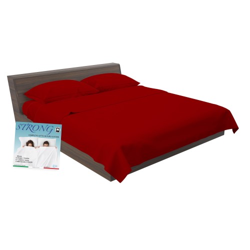 Set de Draps de Lit en Coton en couleur unie bordeaux STRONG fabriqué en Italie