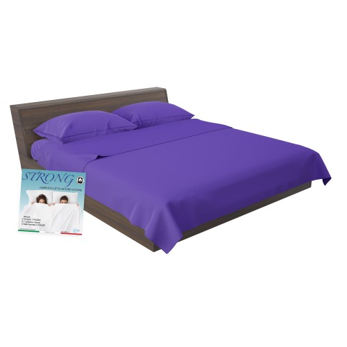 Set de Draps de Lit en Coton en couleur unie violet STRONG fabriqué en Italie