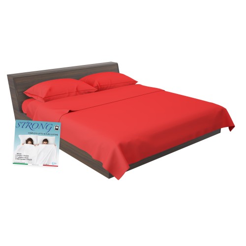 Set de Draps de Lit en Coton en couleur unie rouge STRONG fabriqué en Italie