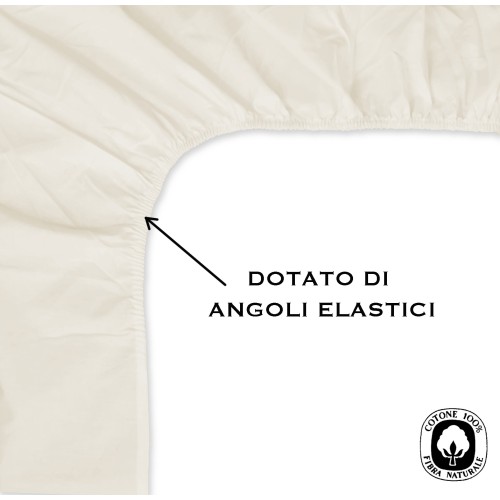 LENZUOLO con ANGOLI STRONG tinta unita PANNA made in Italy