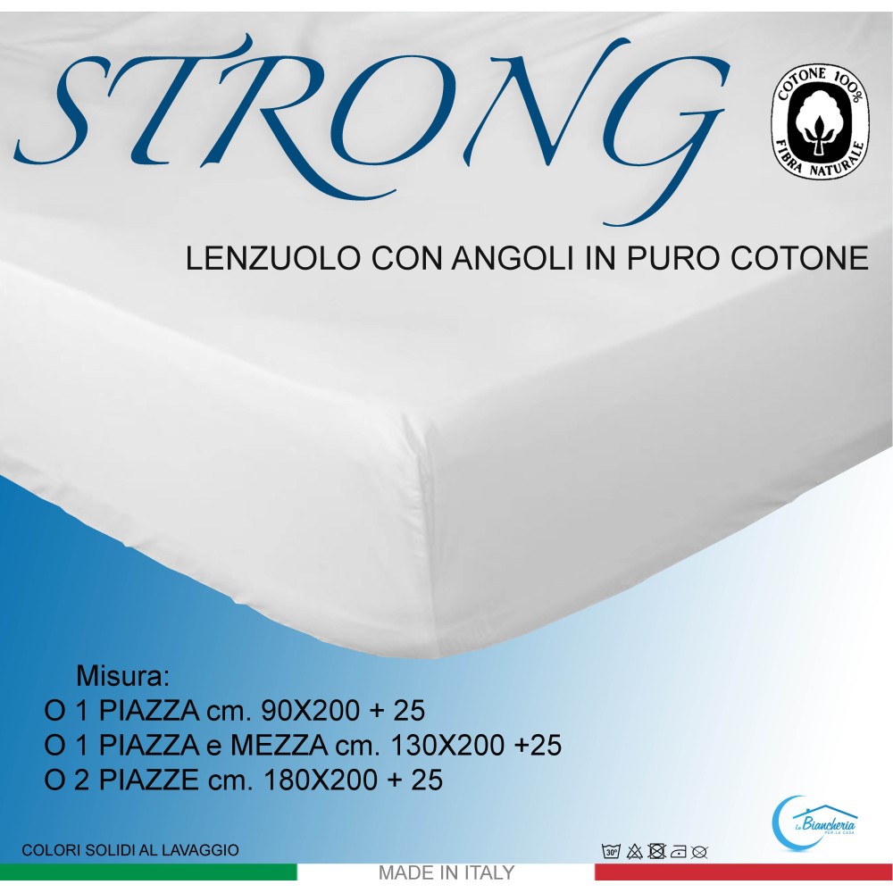 LENZUOLO con ANGOLI STRONG tinta unita VERDE PRATERIA made in Italy