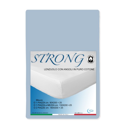 LENZUOLO con ANGOLI STRONG tinta unita AZZURRO made in Italy