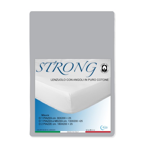 LENZUOLO con ANGOLI STRONG tinta unita GRIGIO made in Italy