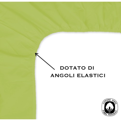 LENZUOLO con ANGOLI STRONG tinta unita VERDE ACIDO made in Italy
