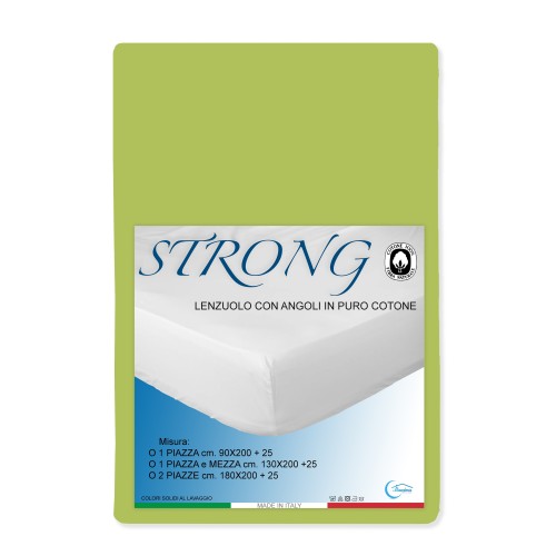 LENZUOLO con ANGOLI STRONG tinta unita VERDE ACIDO made in Italy