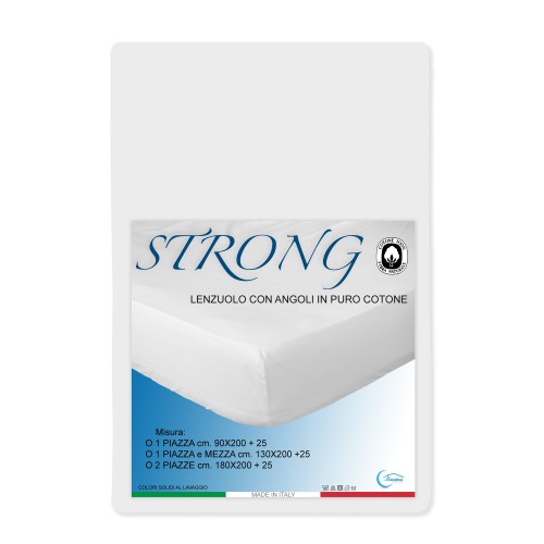 LENZUOLO con ANGOLI STRONG tinta unita BIANCO made in Italy