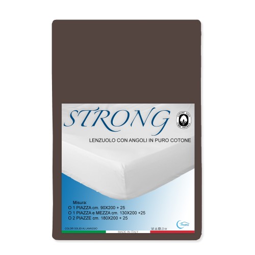 LENZUOLO con ANGOLI STRONG tinta unita MARRONE made in Italy