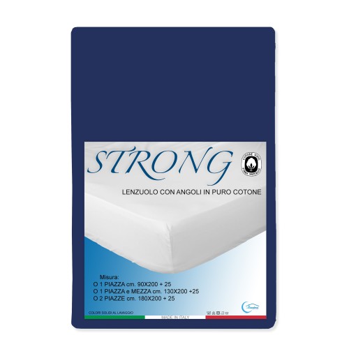 LENZUOLO con ANGOLI STRONG tinta unita BLU SCURO made in Italy