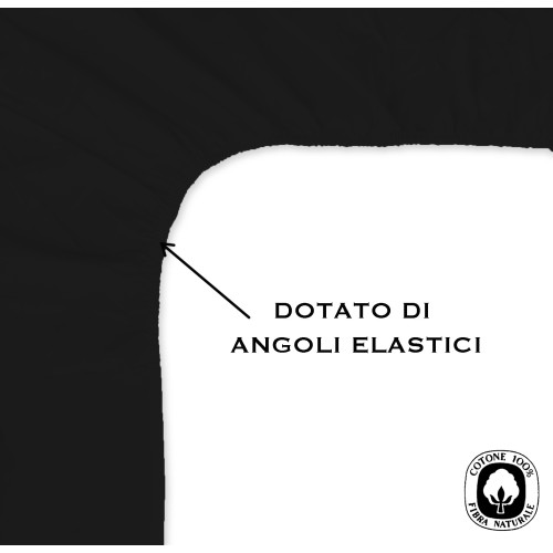 SHEET with CORNERS STRONG solid color BLACK made in Italy