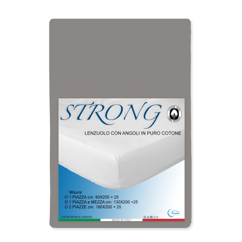LENZUOLO con ANGOLI STRONG tinta unita TORTORA made in Italy