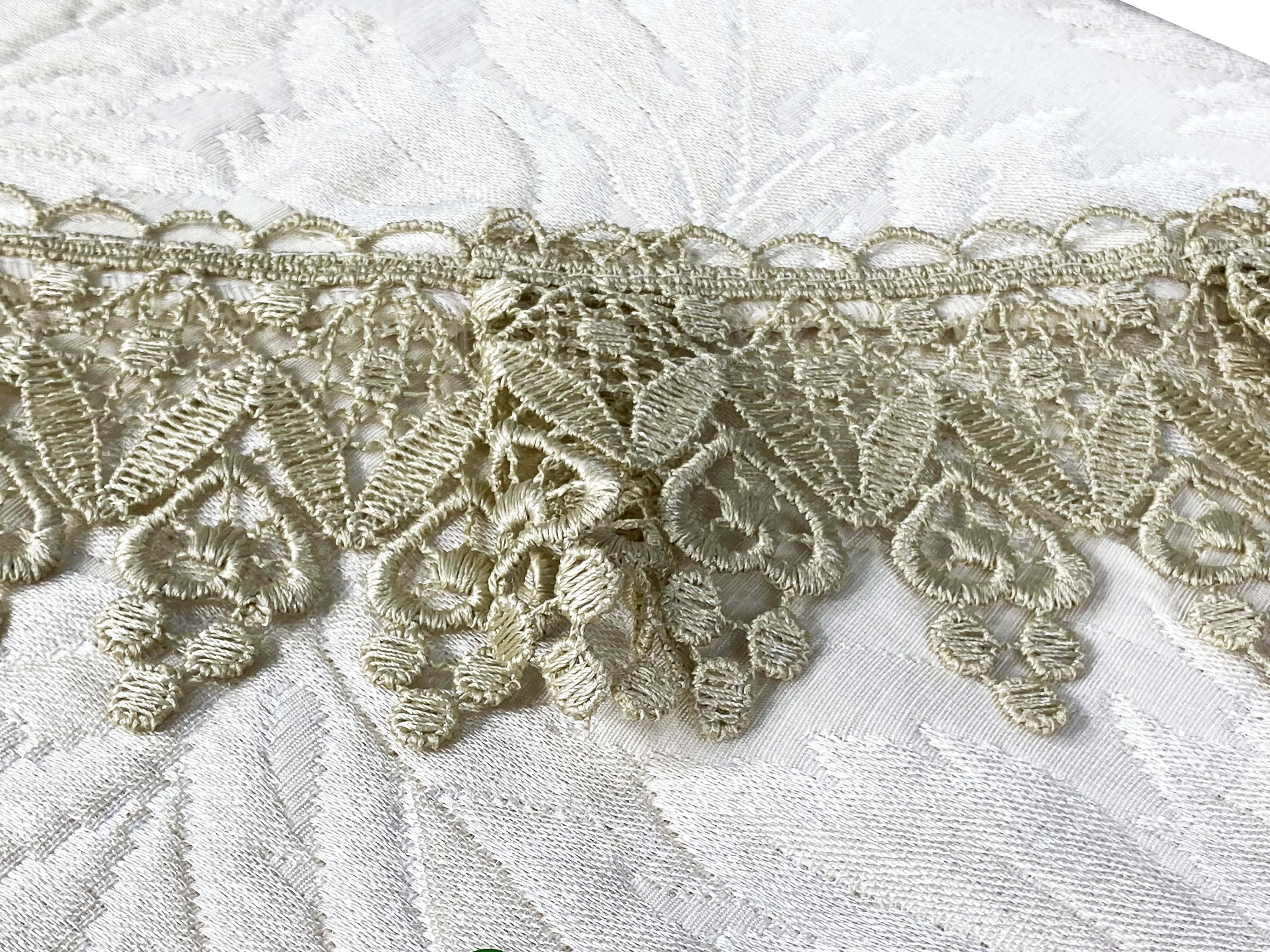 Tex family Bauletto Favola con Pizzo macramè Ecrù Matrimoniale Lenzuolo e COPRILETTO Idea Sposa 