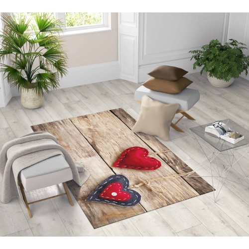 TAPPETO FANTASY HD moderno camera e salotto SHABBY CHIC cuore Rosso