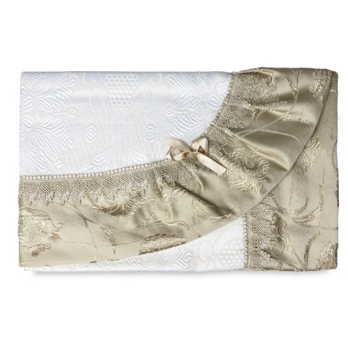 COLCHA CON CAMA DOBLE DE RASO DORADO IDEA WEDDING