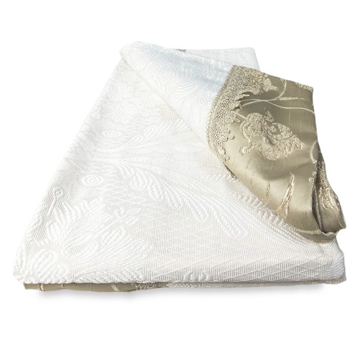 COPRILETTO CON con bordo in RASO ORO matrimoniale IDEA SPOSA