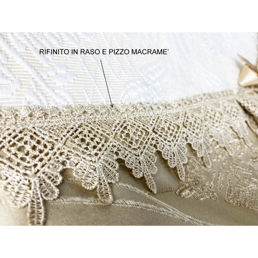 COLCHA CON CAMA DOBLE DE RASO DORADO IDEA WEDDING