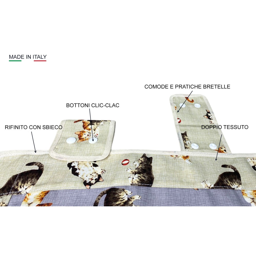 COPRIFORNO copri forno GATTINI GRIGIO scuro