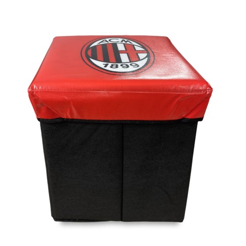A.C Milan Official Fußstütze Pouf Rot Schwarz mit Rubby© Schwamm