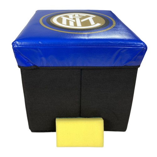 Inter F.C. Official Black Light Blue Footstool Pouf with Rubby© Sponge