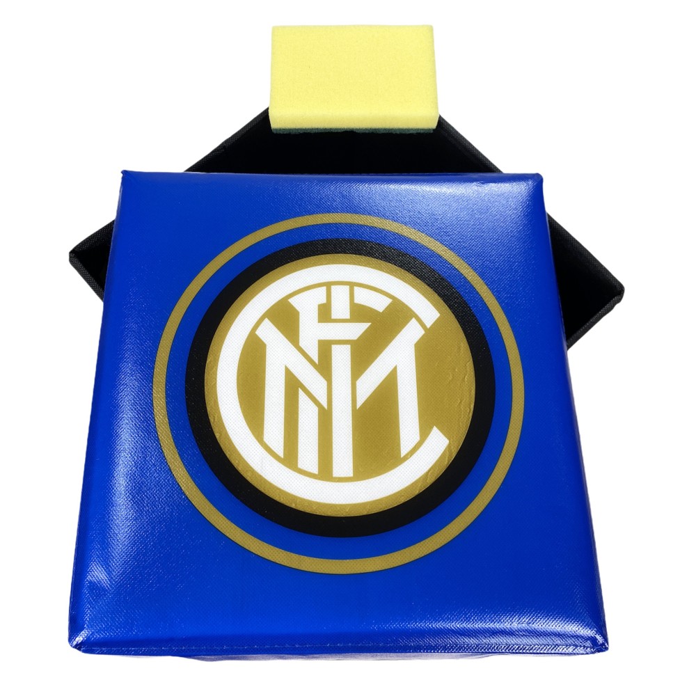 Pouf Contenitore poggiapiedi Inter F.C. Ufficiale Nero Azzurro con Spugna Rubby©