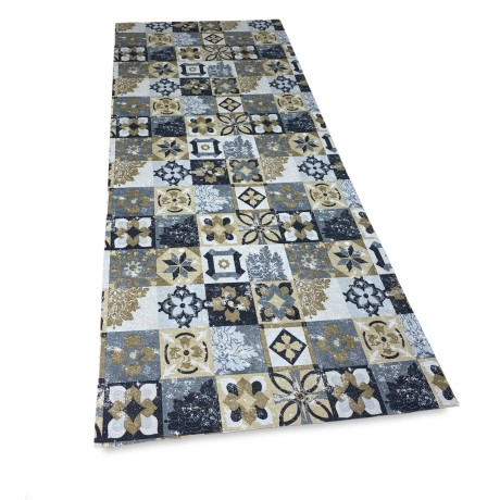 tapis de cuisine avec majolica sur gris et ocre