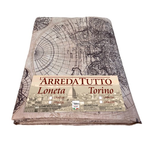 TELO ARREDO copritutto GRAN FOULARD copriletto COPRIDIVANO tessuto LONETA MONDO MARRONE