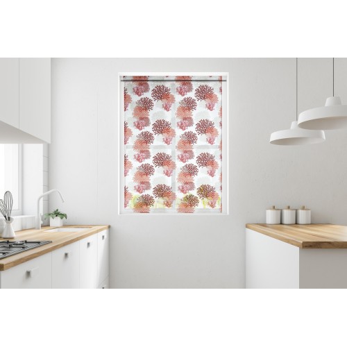 RIDEAU VERRE MODERNE 45 ou 60 ou 80 CORAUX Linge ROUGE MIXTE Made in Italy