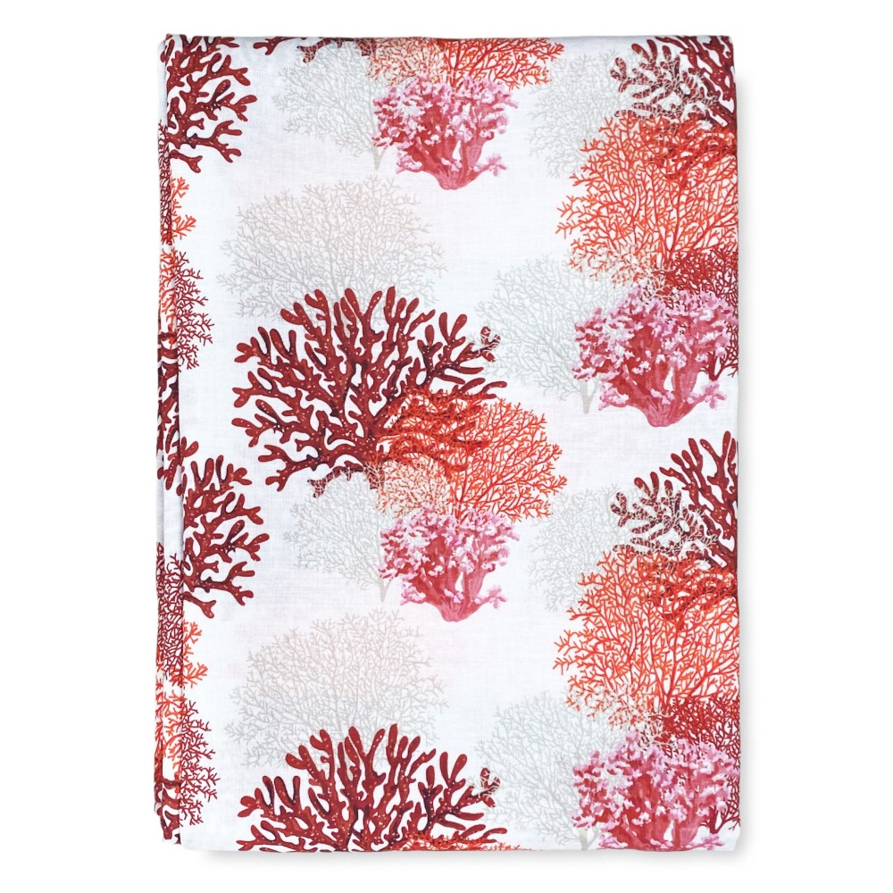 MODERNER Glasvorhang 45 oder 60 oder 80 breit RED CORALS Leinenmischung Made in Italy