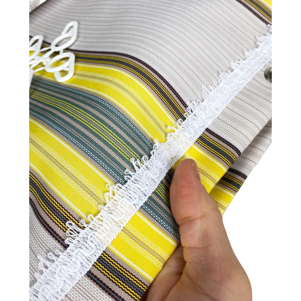 VERTIGO RIDEAU DE SOLEIL EXTÉRIEUR BALCON JARDIN JAUNE ET BRUN verdâtre et hydrofuge