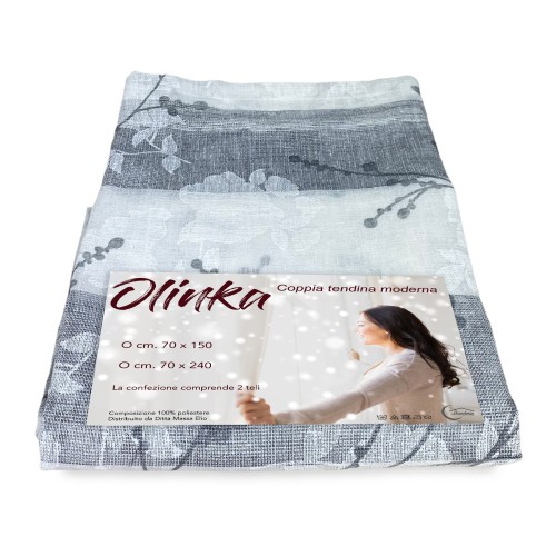 PAAR BOUCLÉ VORHÄNGE mit GRAUEM OLINKA GLAS mit LUREX