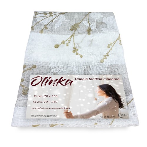 COPPIA TENDINA bouclè VETRO OLINKA ECRU' con LUREX