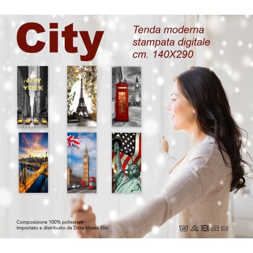 CURTAIN MARQUEE CURTAIN CITY made cm. 140x290 LONDRA Telephone Night