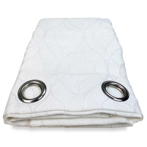 RIDEAU LUNEL en cm BLANC massif. 140X280 COUVERT emballé