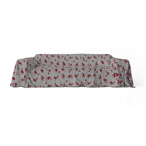 COUVERTURE DE SERVIETTE DE MEUBLES tous LES LITS DE GRAND FOULARDPREAD coverdivano tissu DIGITY CERVI gris foncé en coton pur