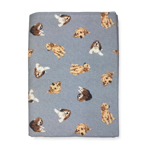 TELO ARREDO copritutto GRAN FOULARD COPRILETTO copridivano tessuto DIGITY CANI grigio scuro in puro cotone