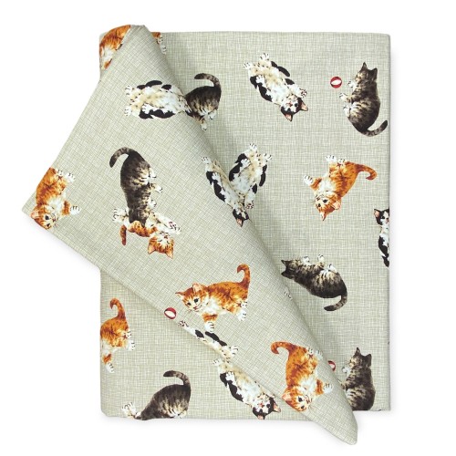 COUVERTURE DE SERVIETTE DE MEUBLES tous LES BEDSPREAD GRAND FOULARD coverdivano tissu DIGITY KITTENS beige en coton pur