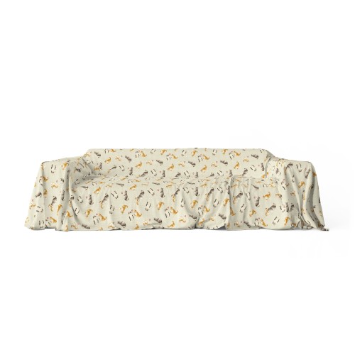 COUVERTURE DE SERVIETTE DE MEUBLES tous LES BEDSPREAD GRAND FOULARD coverdivano tissu DIGITY KITTENS beige en coton pur