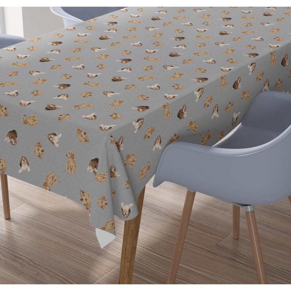 Dark grey cotton DOG TABLECLOTH