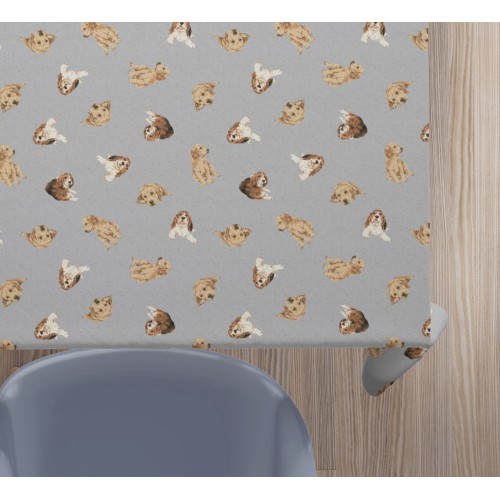 Dark grey cotton DOG TABLECLOTH