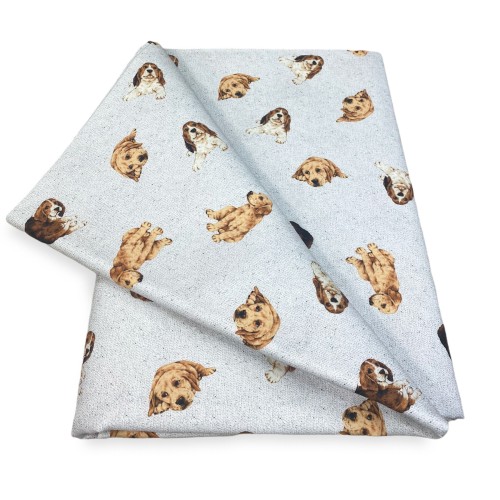 COTTON TABLECLOTH DOGS light grey